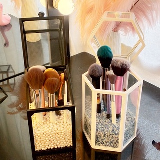 Makeup brush storage bucket dust pen holder brush desktop acrylic hand storage box with pearl eye sh (1)