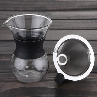 upgrade 200ml/400ml Classic Glass Coffee Maker Pour Over Coffeemaker With Steel Filter