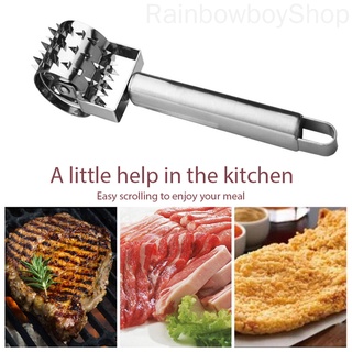 Meat Tenderizer Roller Stainless Steel Rolling Hammer Needle Seasoning Stick for Steak Chicken Pork Beef RainbowboyShop