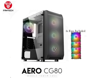 Fantech Aero CG80 with 4 RGB Fan Mid Tower Case Black
