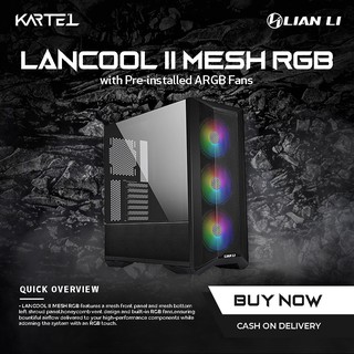 Lian Li LanCool II Mesh BLACK RGB E-ATX Mid-Tower Case includes 3x120mm ARGB Fans