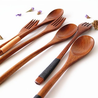 2 PCS/set Wooden Spoon Fork Set no Tangled Line Spoon Fork (3)