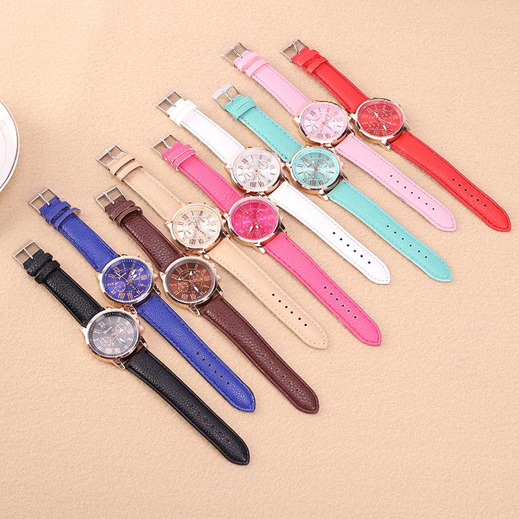 SHH Fashion Simple Womens Geneva Pu Genuine Leather Watches Color Quartz Watch (6)