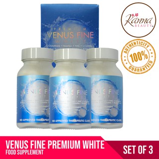Set of 3 Venus Fine White Premium 8-in-1 1000mg per Capsule Supreme All-in-One Whitening 60 Capsules