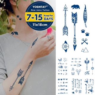 2pcs Juice Lasting Ink Tattoos Body Art Waterproof Temporary Tattoo Sticker Mehndi Hand Henna Tatoo Arm Fake Flowers Tatto Women Men