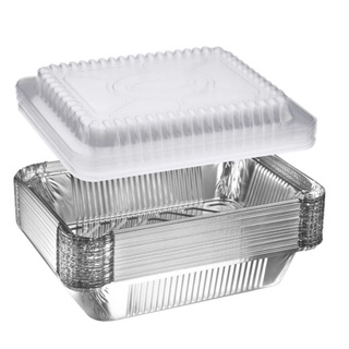 Disposable 165x130mm 600ml Aluminum Foil Takeaway Containers with Plastic Lids