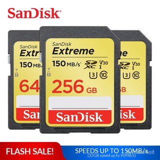 SanDisk Memory Card Extreme SDHC/SDXC SD Card 4K UHD 32GB 64GB 128GB C10 U3 V30 150MB/s (32GB: 90MB/