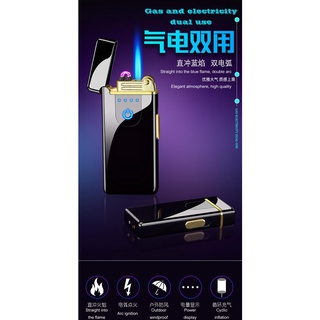 Gas and electricity dual-purpose lighter, inflatable charging, double arc USB cigarette lighter,