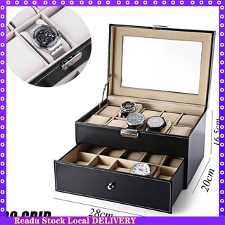 【available】Leather Jewelry Watches Display Storage Watch Box Organizer Case Professional (B