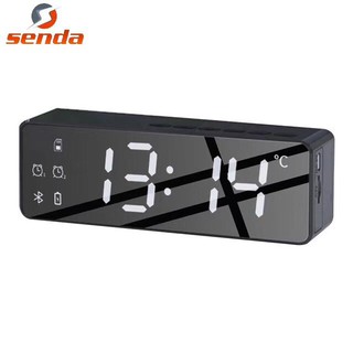 Senda Portable Multifunction LED Mirror Alarm Clock Wireless Bluetooth Speaker With FM Radio