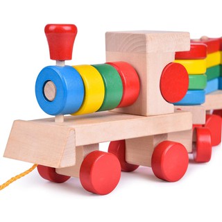 Wooden Train Shape Sorter Geometric Building Block Car Truck Educational Baby Digital Toys