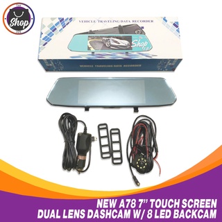 【Ready Stock】◑❁✕NEW A78 7" Rearview DashCam Touch Screen 1080P Rearview Front and Rear Dual Lens wit