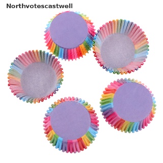Northvotescastwell 100 Pcs Rainbow Color Cupcake Liner Baking Cupcake Paper Cake Bag Tray Pan Mold NVCW (8)