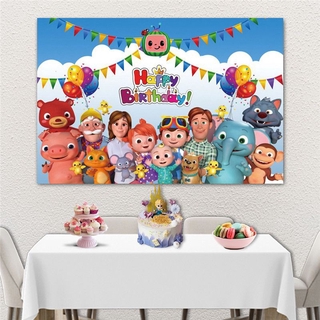 【Ready Stock】Cartoon Cocomelon Family Photography Backdrops Birthday Party Backgrounds Decoration