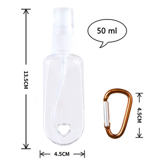 Alcohol Spray Bottle Keychain Disinfection Transparent Empty Reusable Portable Travel Hook 50ml (4)