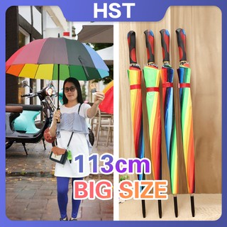 Umbrella Creative Rainbow Umbrella Long Handle Automatic Umbrella Straight #HST