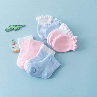 SNE 4 Pairs Children Kids Baby Newborn Socks Gloves Anti-scratch Breathable Ela