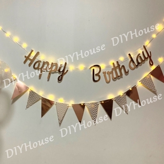 Baby Shower LED Light String Happy Birthday Banner Party Flag Banner Decoration Weeding Banners Party Decor Supplies