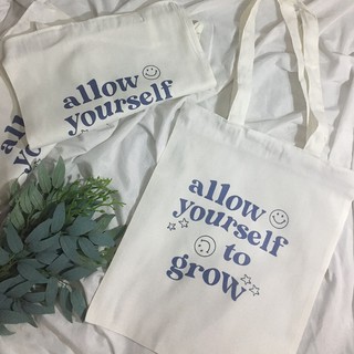 "allow yourself to grow" tote bag (with: zipper, high quality, spacious)