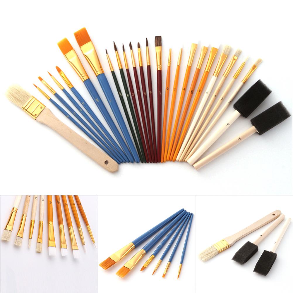 25pcs/set Watercolor Nylon Hair Set Paint Brush Multi-Purpose Art Supplies Drawing Oil Painting (1)
