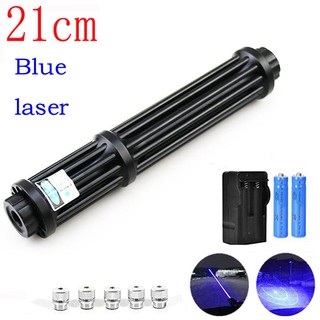 Burning 21cm Blue Laser Pointer 445nm 5000m 2W Laser Light Hight Powerful 450nm Focusable Flashlight