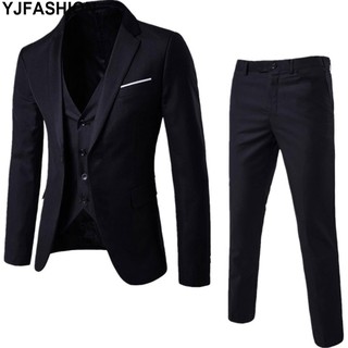 YJFASHION Slim Fit Business Formal 3PCS Groom Best Man Suit