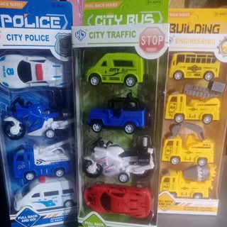 Firetruck Police Engineering Traffic Set Toys Big Trucks