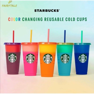 ★Tumbler Color Changing Cold Cups with Lid and straw 24 oz Reusable Tumbler Cup fairytale