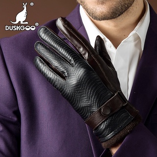 Gloves Fashion Men's Goat Leather Gloves Winter Outdoors Cycling Fleece Lined Padded Warm Keeping K