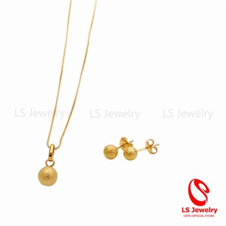 LS jewelry 24K Bangkok Gold Necklace Earrings Jewelry Set for Women N0228+E164