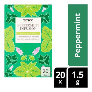 40 Bags | 20 Bags Tesco Peppermint Infusion Bag Tea Caffeine Free Minty and Refreshing