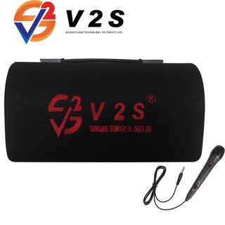 V2S M10 Bluetooth Speaker With Wired Microphone Dual Mic Port Karaoke USB Disk TF Card Player