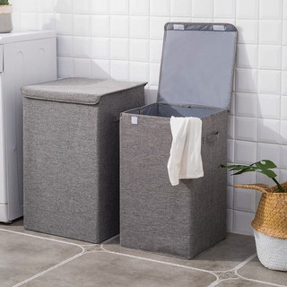 Large Capacity Cotton Linen Laundry Basket Bathroom Dirty Clothes Storage Basket Household Collapsible Waterproof Laundry Hamper