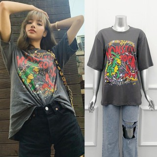 Blackpink Lisa Dinosaur Print Short Sleeve Ulzzang T-Shirt Korean Round Neck Loose Top (1)