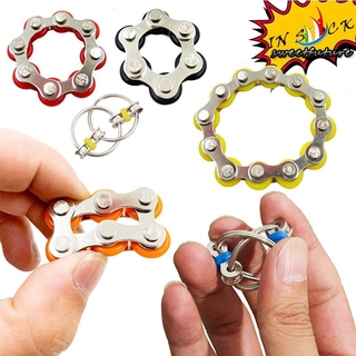 【IN STOCK】Key Ring Fidget Toy Bicycle Chain Fidget Metal Hand Spinner Key Ring Sensory Toy Stress Relieve Fad