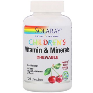Solaray, Children's Chewable Vitamin and Minerals Natural Black Cherry Flavor 120 Chewables