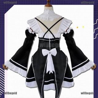 willbegold Animer Cosplay Costume Ram/Rem Sets Superior Quality Anime Convention Maid Dress (3)