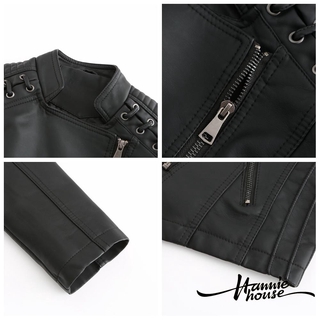 ❥Only➢Women´s Faux Leather Jacket, Long Sleeve Lapel Zip Up Moto Biker Short Coat with Pockets (4)