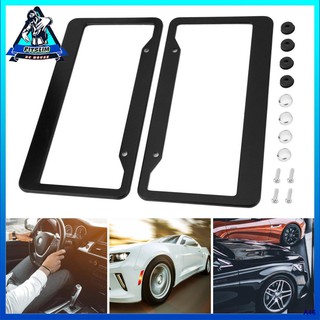 ❃2Pcs Aluminum Alloy Car License Plate Frame Tag Cover Holder With Screw Caps