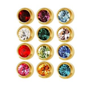 [Maii] US Fancy 10K Gold Birth Stone Hypoallergenic 12 Color Birthstone Stud Earrings
