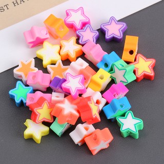 100PCS Stars Beads Polymer Clay Beads Spacer Beads For Jewelry Making DIY