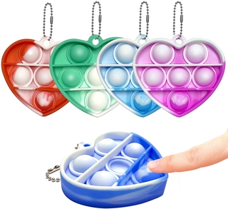 Mini Push Pop It Keychain Among Us Bubble Fidget Sensory Toy Silicone Squeeze Colorful Fidget Toys for Kids and Adults