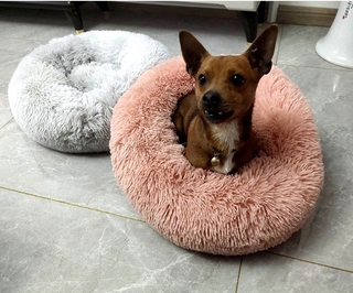【House】Dog Cat Pet Bed Pet Dog Cat Calming Pet Bed Warm Soft Plush Round Cozy Nest Comfortable Sleeo (3)