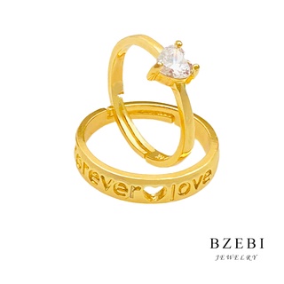 BZEBI 2pcs 18k Gold Plated Adjustable Couples Ring Set with Box Cubic Zirconia for Women Girl Men Jewelry Lady birthday Lover Gift 2293r