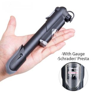 Mini Portable Hand Air Pump with Gauge for Presta & Schrader (1)