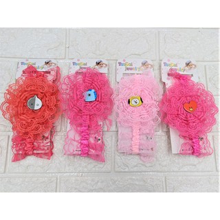 TB284(1pcs) Cute Baby Girl Headband Lace Flower Bows Crown Newborn Headbands Girls Hairband Turban