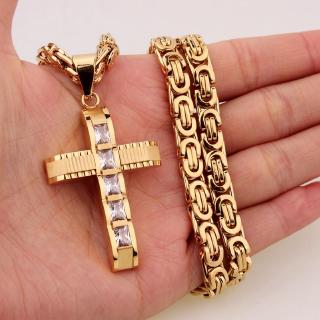 Fashion cross inlaid zircon gold plated pendant men's punk jewelry (without chain)