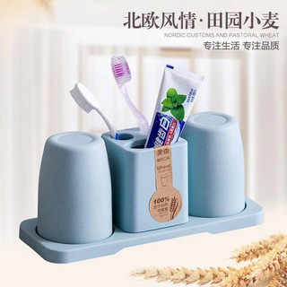 Wheat straw wash cup set/cup/toothbrush holder/bathroom / bathroom/brushing suit(HT-JE-02)
