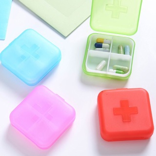 Portable 4 Slot Medicine Case Organizer Plastic Pill Box