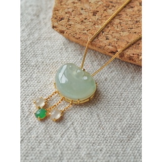 [Natural Hetian Jade Pendant Jade Jade Earrings Jade Plate]womens jade18k gold j jewelry pendants